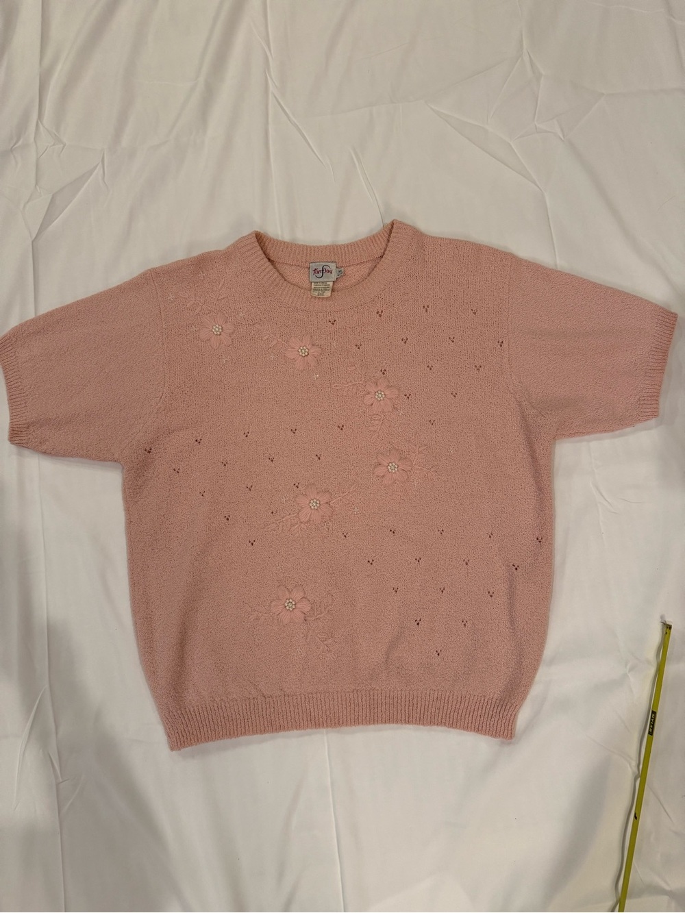 Vintage TAN Jay Inspired Rose Pink Floral Crewneck Sweater - Women